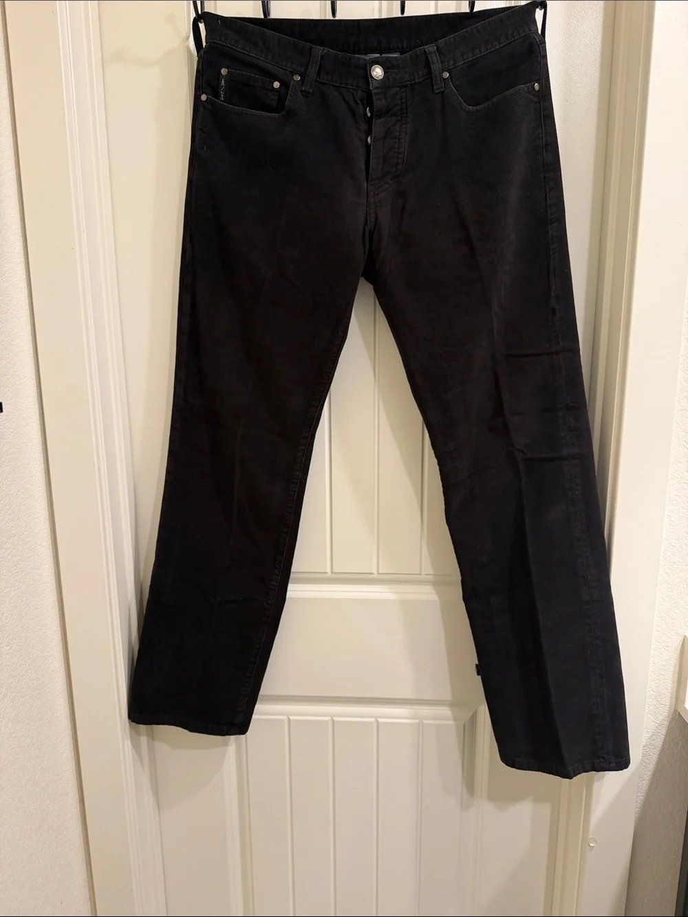 Armani Exchange Black Corduroy Straight-Leg Pants